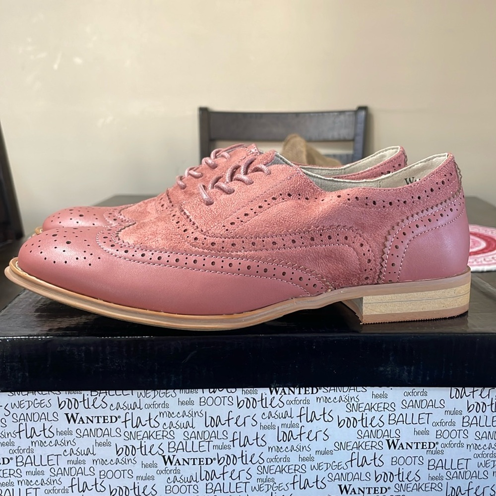 New women's dusty pink brogues by Wanted - Size 8